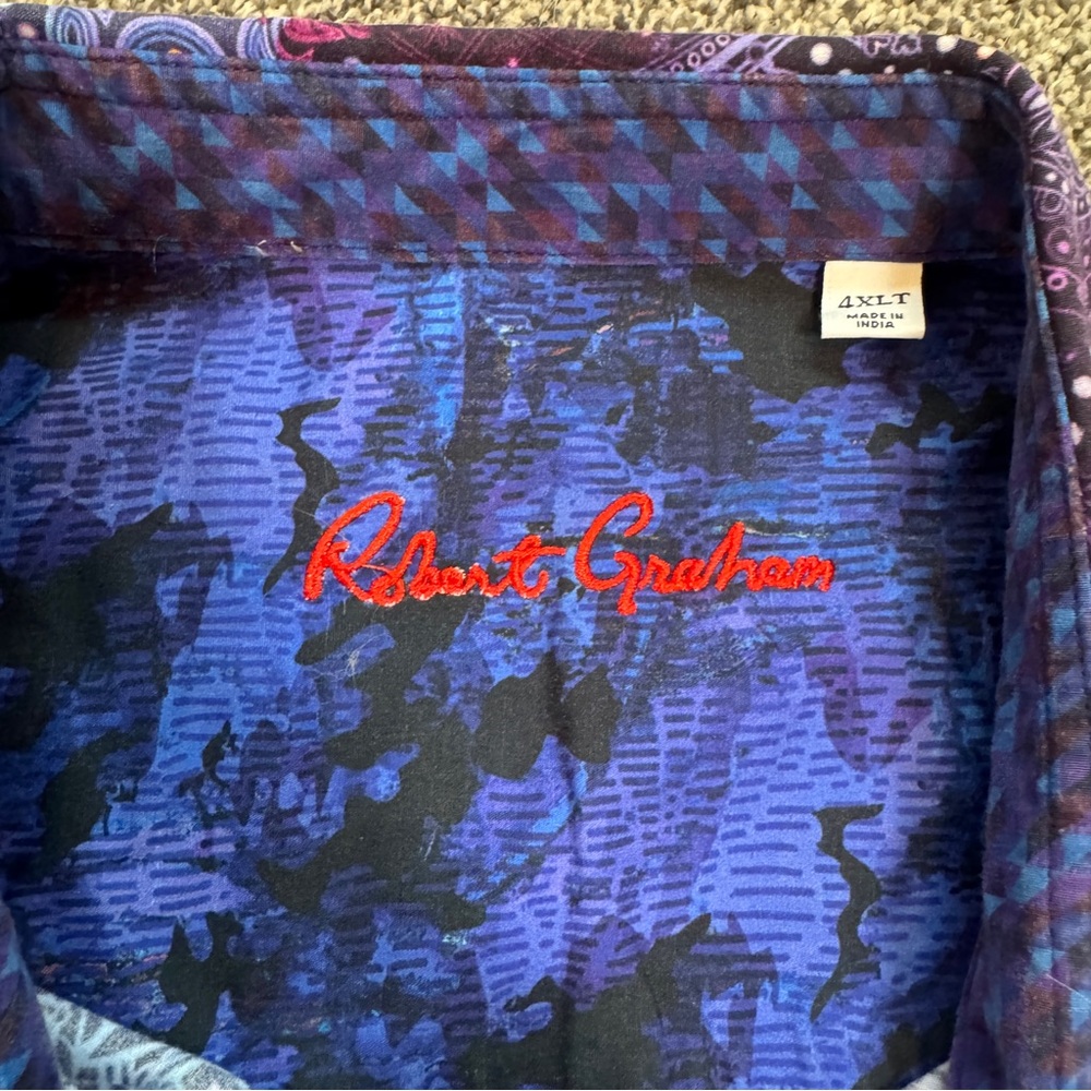 Robert Graham 4XLT Shirt Long Sleeve Classic Fit Button Purple Paisley Floral - Picture 3 of 6